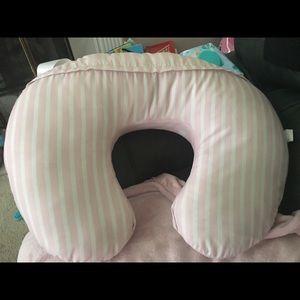 Pink and white Boppy pillow and pillow case